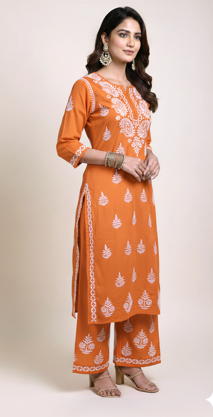 Rayon Chikankari Coord Set (2-Piece)