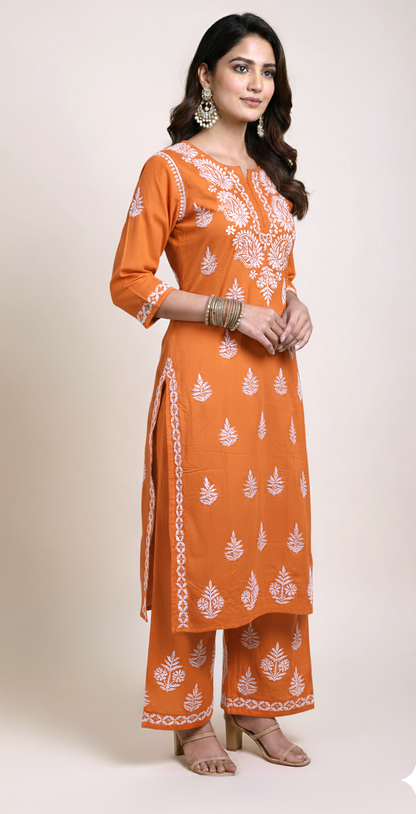 Rayon Chikankari Coord Set (2-Piece)