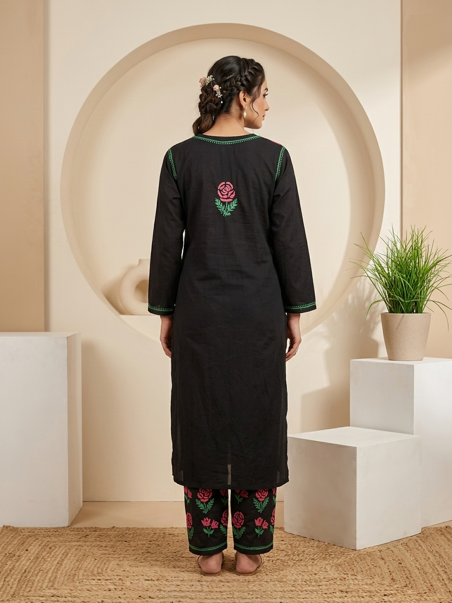 Kashmiri Gul Rayon Chikanakri Co-Ord set