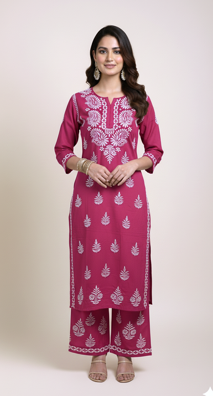 Rayon Chikankari Coord Set (2-Piece)