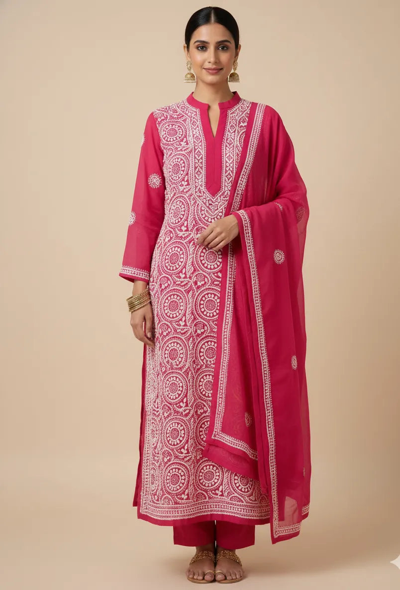 Georgette Chikankari Ring Jaal Dress - Perfect for Ethnic Wear