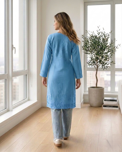 Nazm Chikankari Dobby Cotton Kurta Only – Elegant Everyday Wear for Women | Store Chikankari