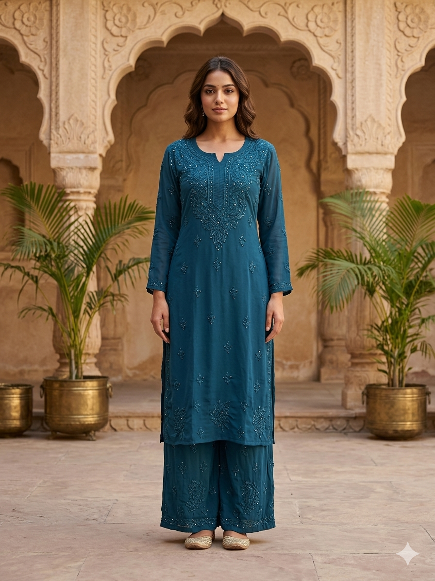 Sitara Premium Rayon Chikankari Coord Set with Mukaish Work for Women