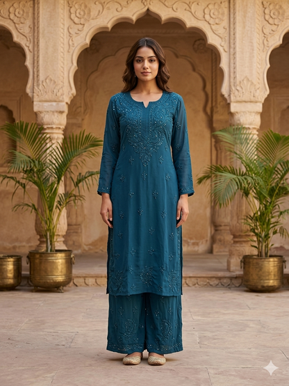 Sitara Premium Rayon Chikankari Coord Set with Mukaish Work for Women