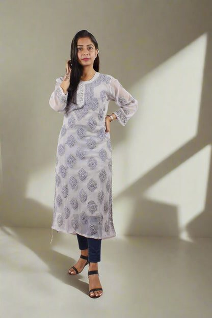 Georgette Chikankari Straight fit Women's Kurta