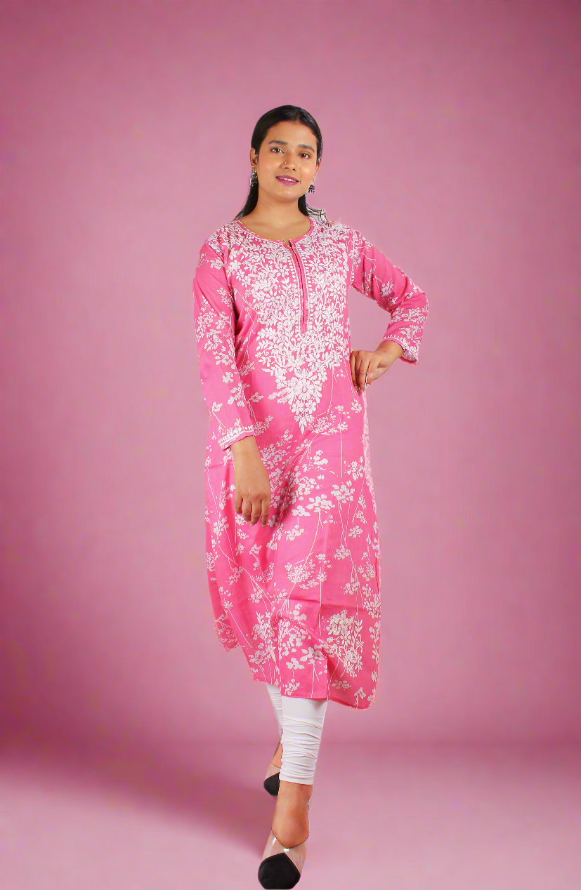 MulMul Chikankari Women's Straight Kurta