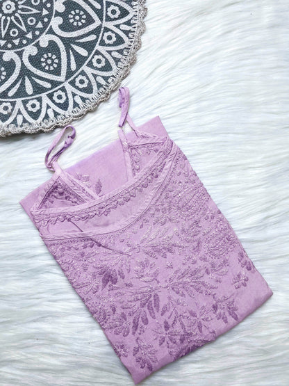 Zeba Chikankari Muslin sleeveless Kurta