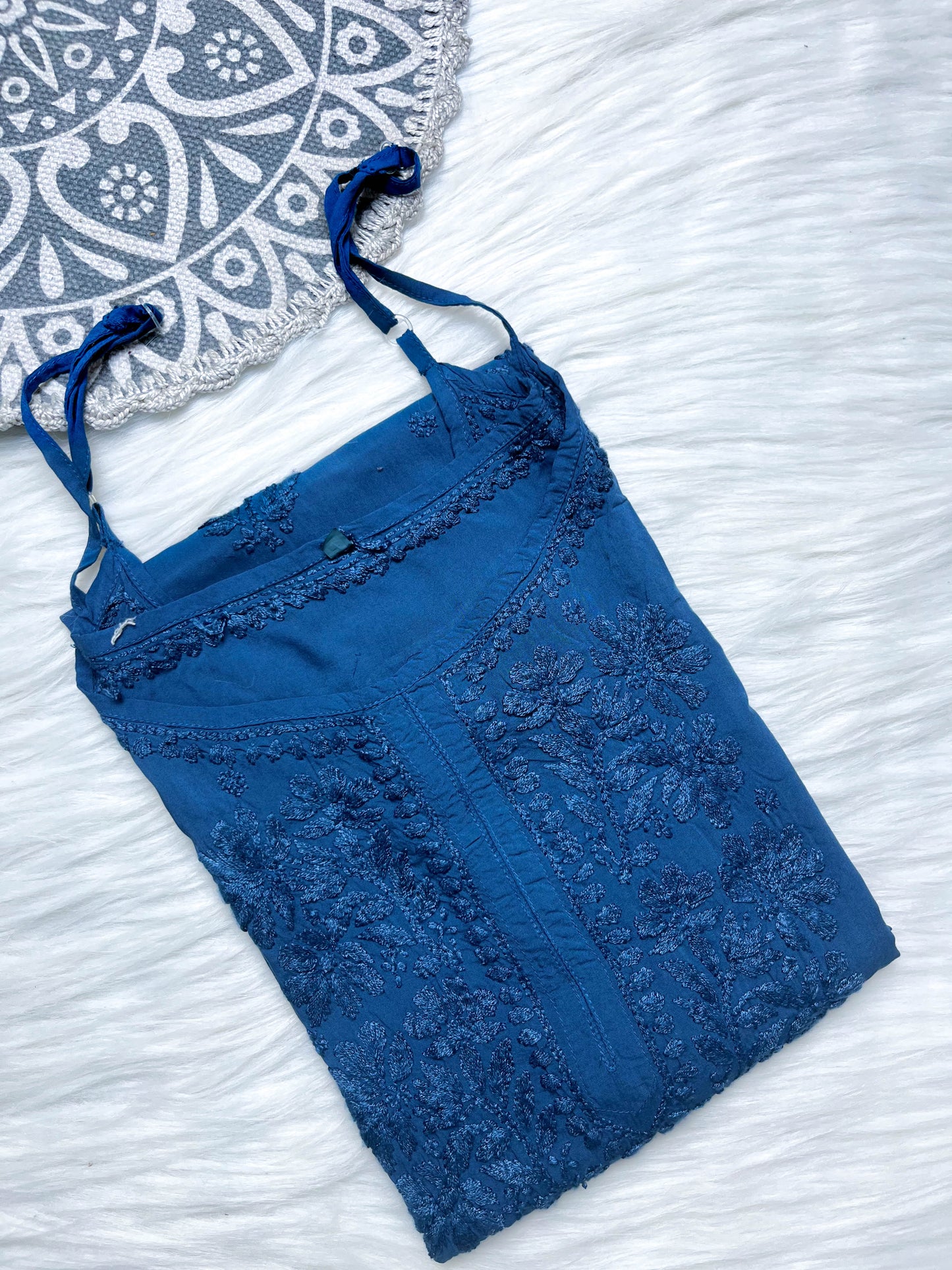 Zeba Chikankari Muslin sleeveless Kurta