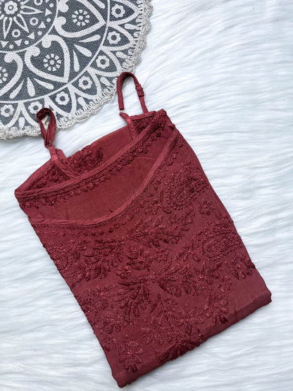 Zeba Chikankari Muslin sleeveless Kurta