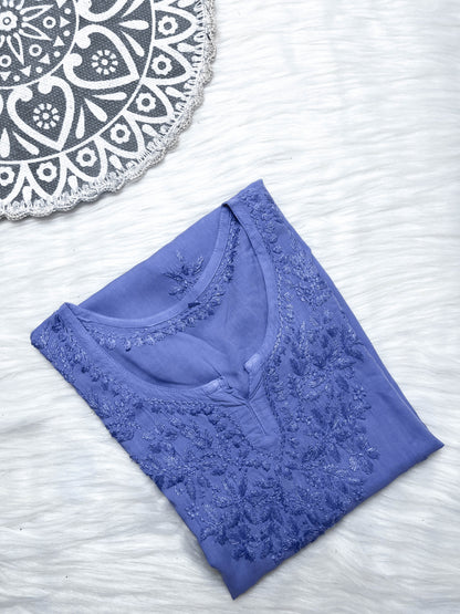 Inaaya Soft Modal Short Top Adorned with Chikankari