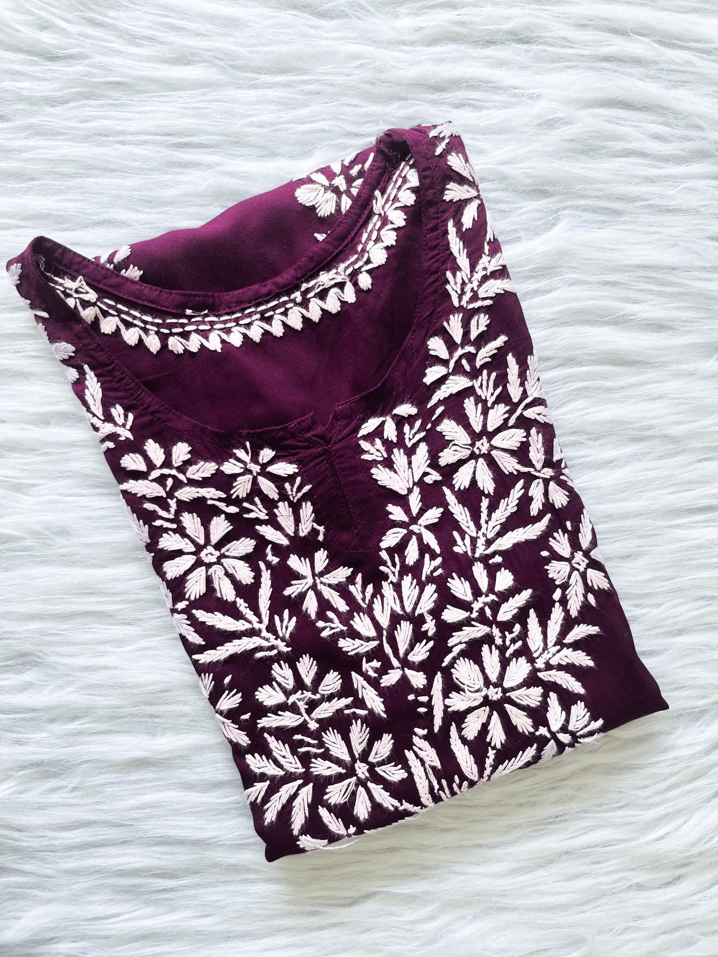 Saanjh – Premium Modal Short Top with Delicate Chikankari