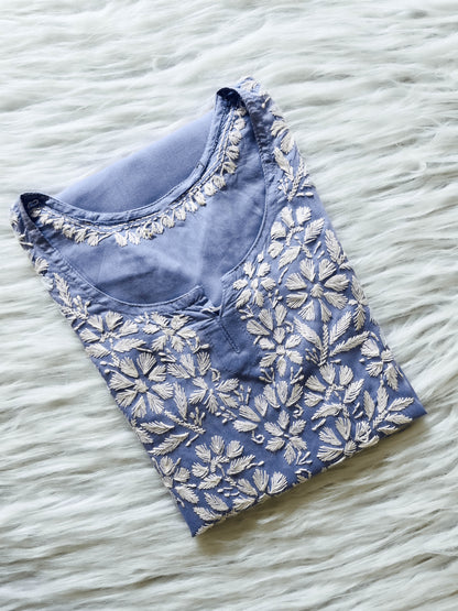 Saanjh – Premium Modal Short Top with Delicate Chikankari