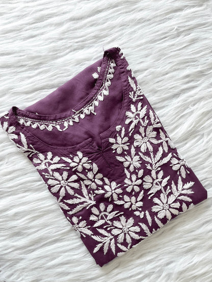 Saanjh – Premium Modal Short Top with Delicate Chikankari