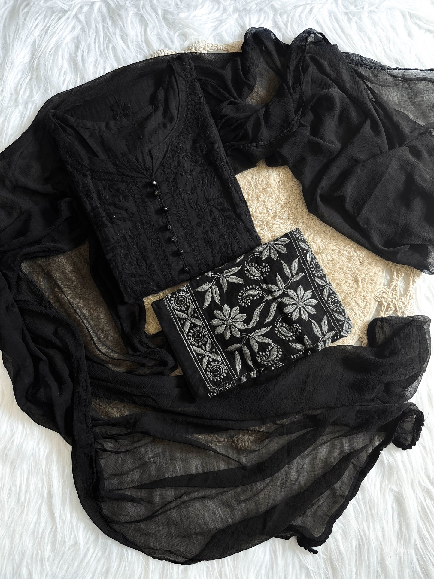 Nazm Chikankari Dobby Cotton 3 piece Set