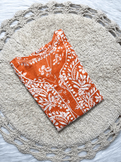 Mulmul Printed Chikankari Short Kurti – Breezy, Chic & Handcrafted | Store Chikankari