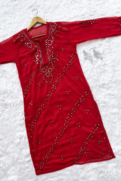 Georgette mirror work kurti