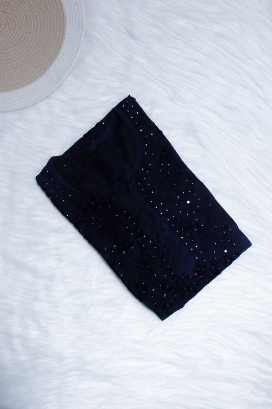 Chanderi Chikankari Mukaish Kurti – Luxe Handcrafted Ethnic Elegance | Store Chikankari - Store Chikankari