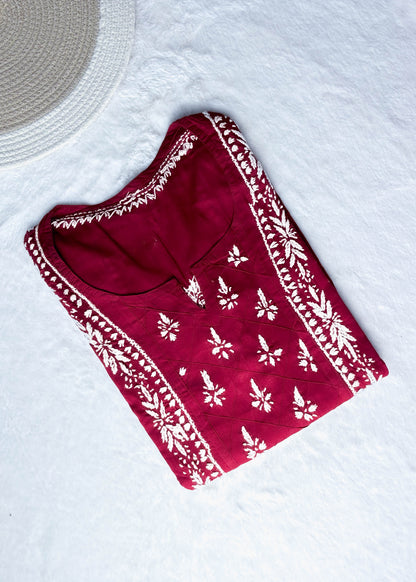 Elegant Center Panel Cotton Chikankari Kurta – Handcrafted Ethnic Grace | Store Chikankari
