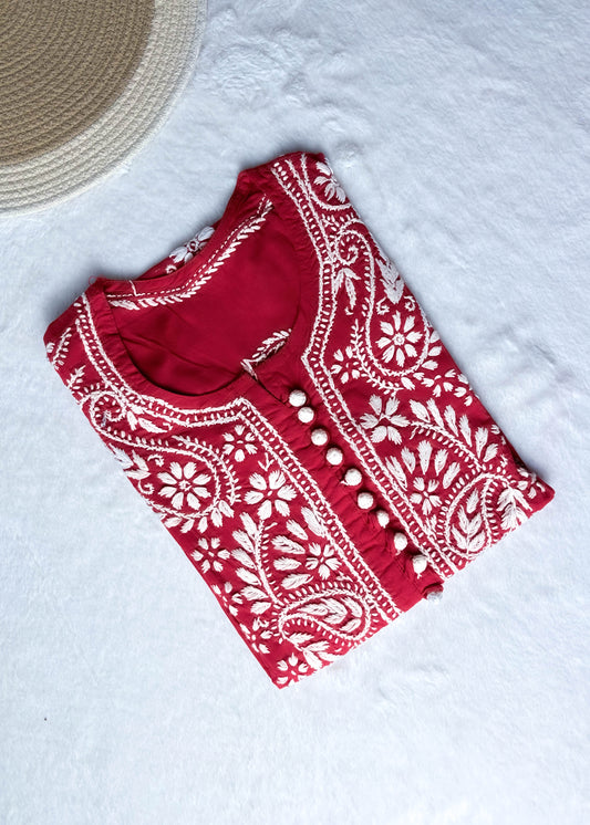 Chikankari Cotton Croatia Button Kurti – Stylish Handcrafted Ethnic Wear for Every Occasion