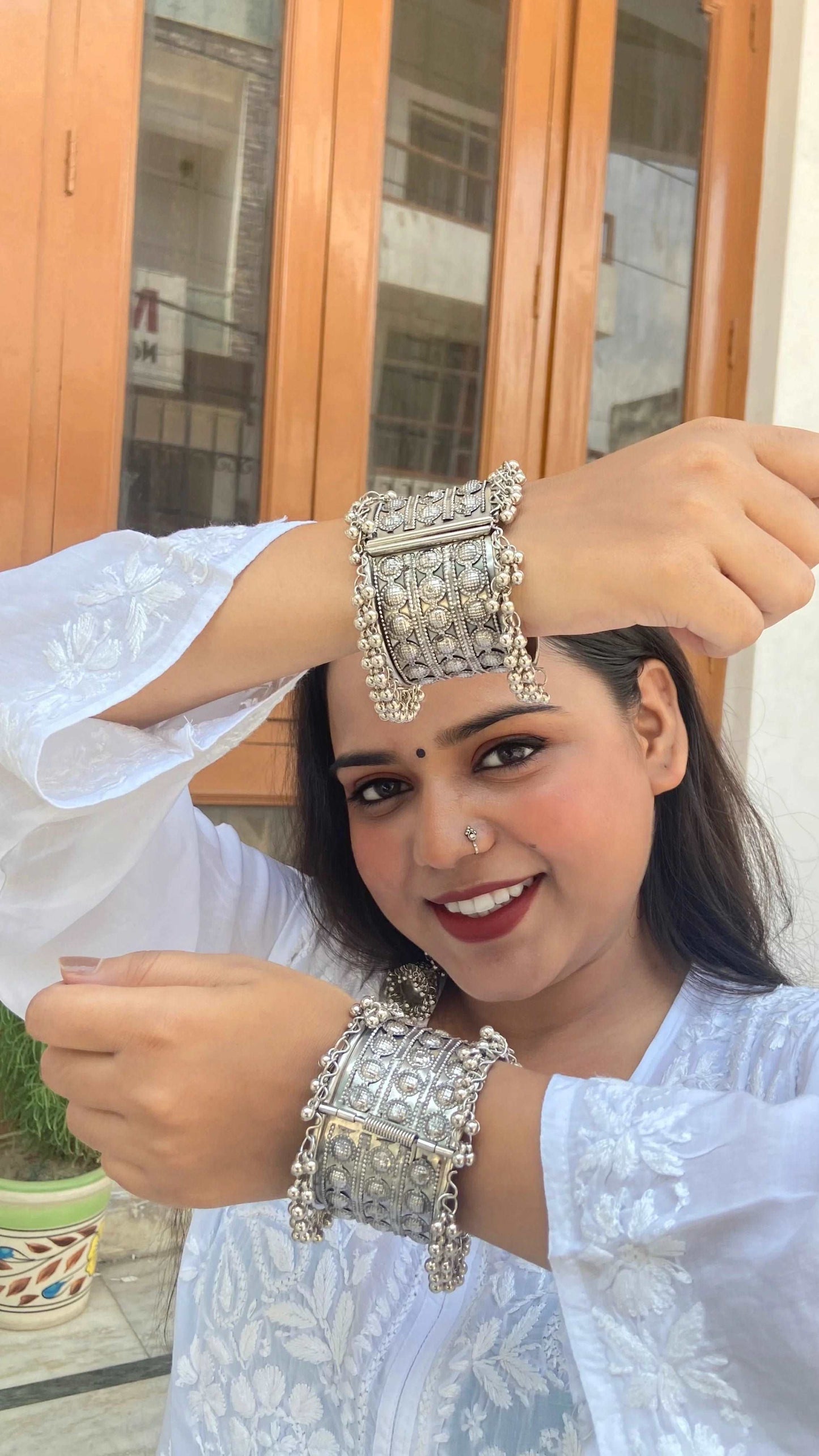 Enchanting Melody: Silver Oxidized Ghungroo Bracelet for Women