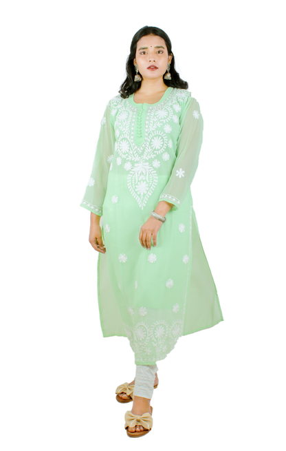 Trendy Chikankari Georgette Machine Work Kurti for Everyday Elegance