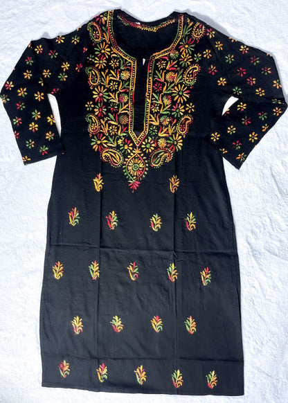 Gala Buti Midnight Floral Embroidered Kurti