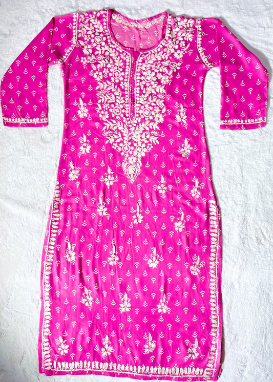 Mulmul Chikankari Printed Kurti