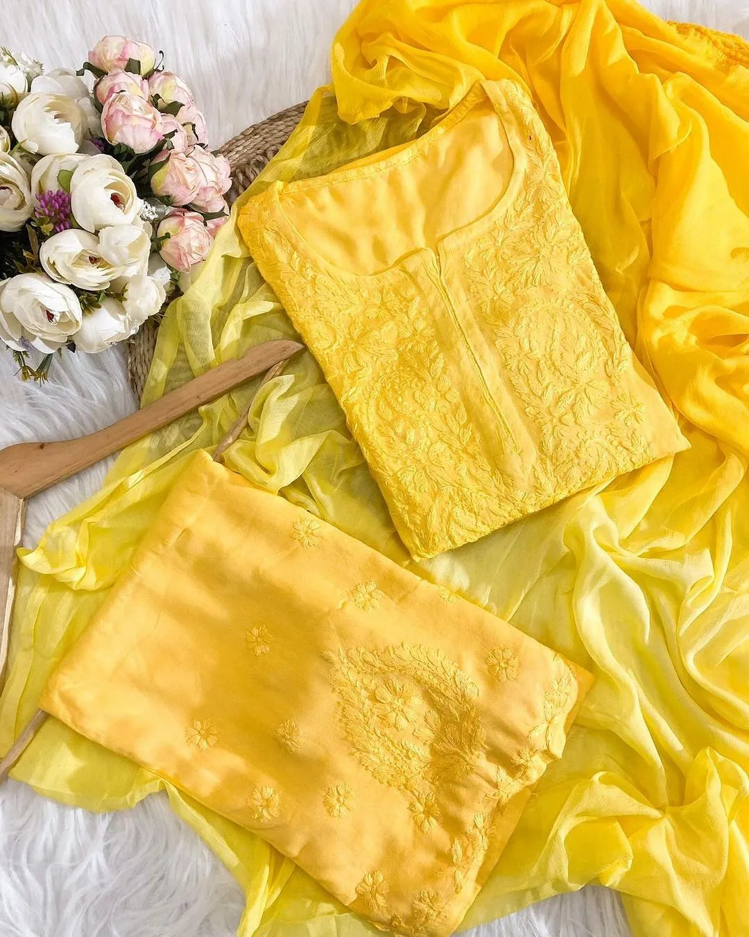 Sanya Chikankari Rayon Ombre 3 piece Set