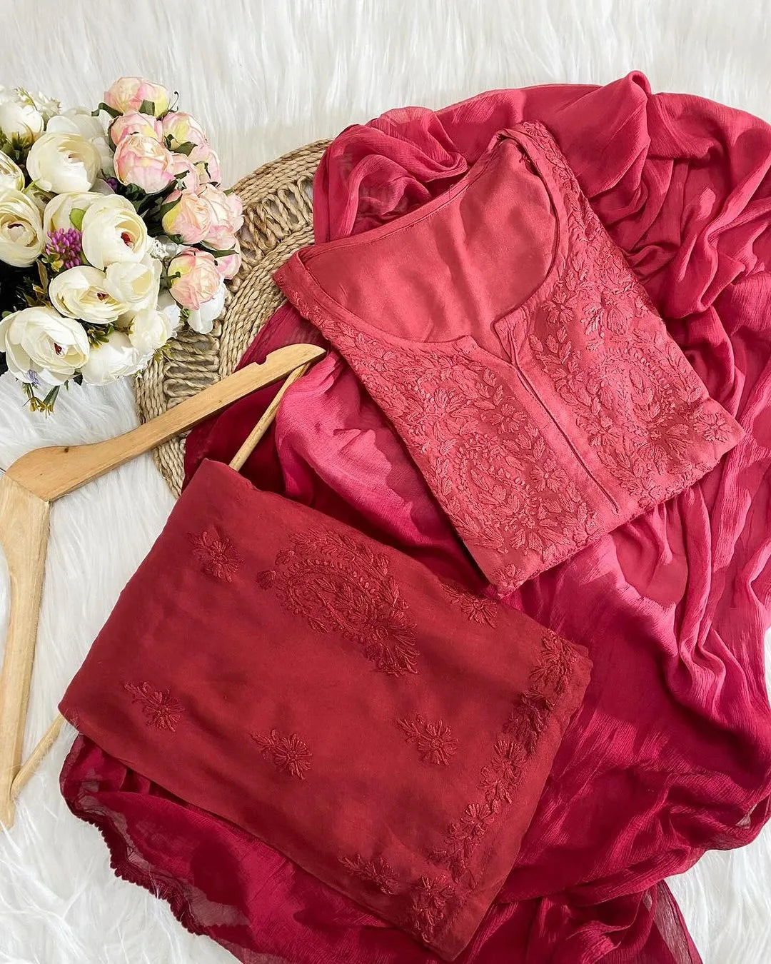 Sanya Chikankari Rayon Ombre 3 piece Set