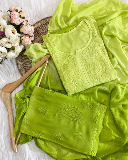 Sanya Chikankari Rayon Ombre 3 piece Set