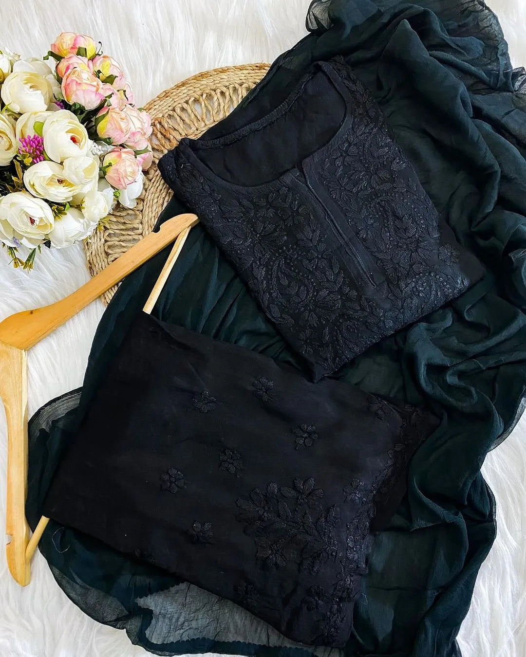 Sanya Chikankari Rayon Ombre 3 piece Set