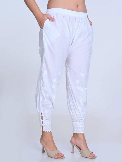 Chikankari Hand-Crafted Afghani Salwar - Store Chikankari