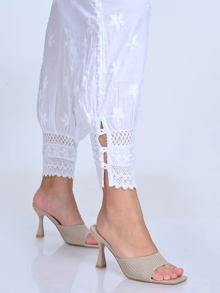 Chikankari Hand-Crafted Afghani Salwar - Store Chikankari