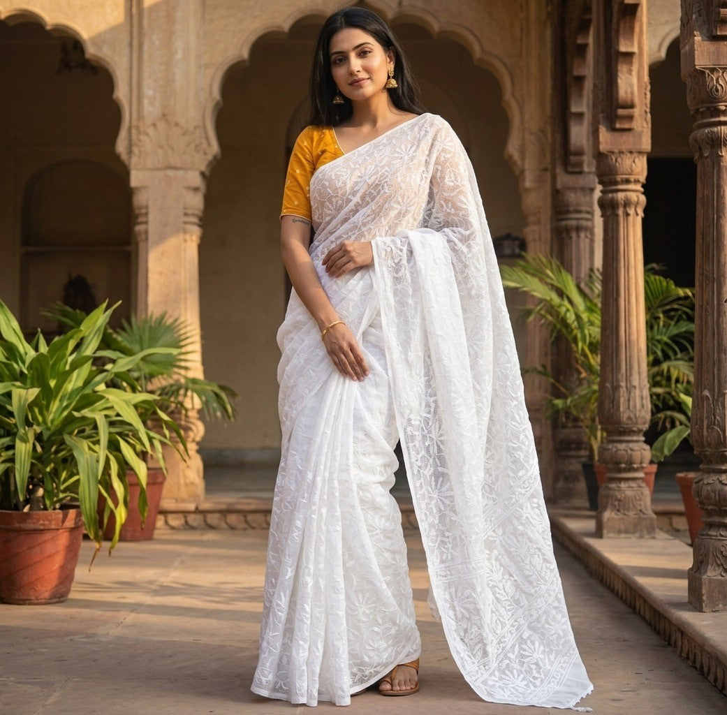 Kota Chikankari Cotton Sari
