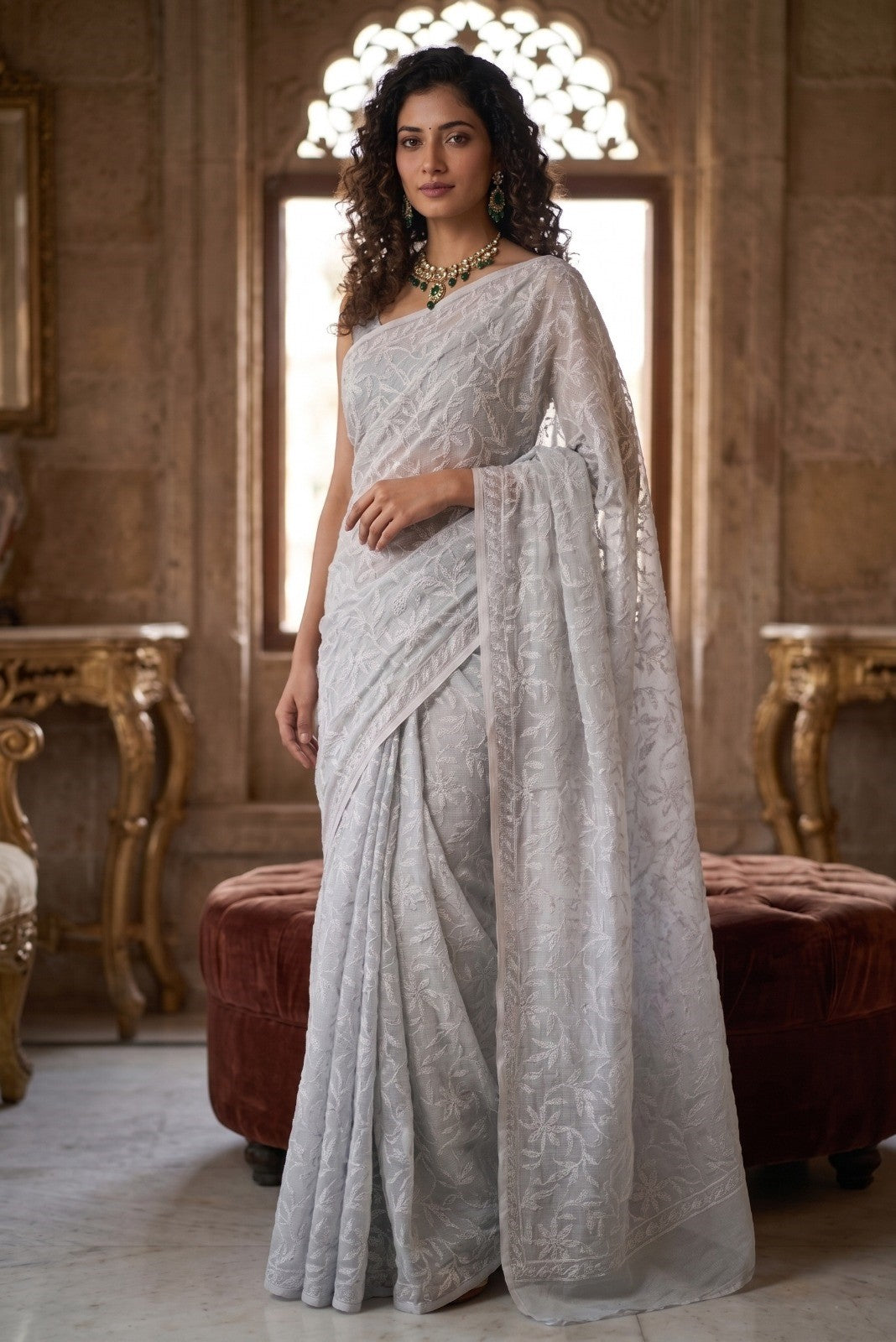Kota Chikankari Cotton Sari