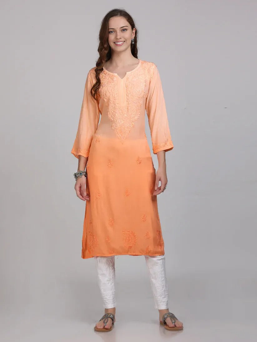 Ombre Chikankari Straight Kurtas - Store Chikankari