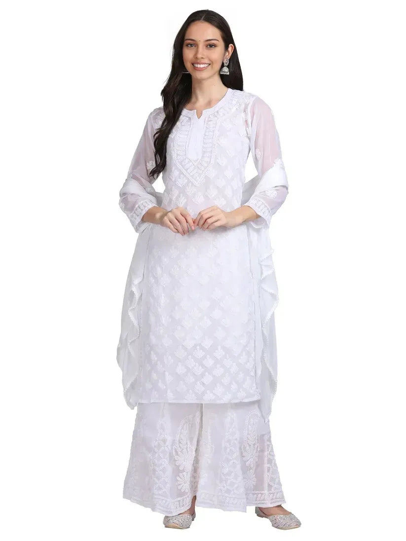 Georgette Chikankari 3 Piece Ombre Dyed Kurta Set
