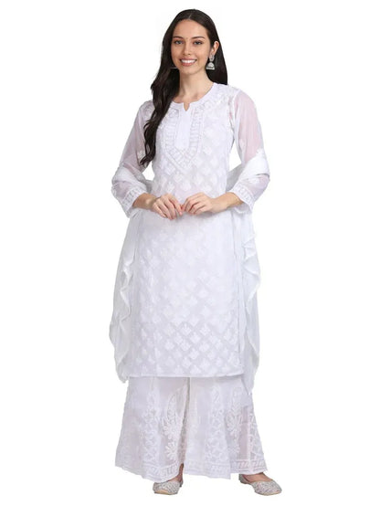 Georgette Chikankari 3 Piece Ombre Dyed Kurta Set