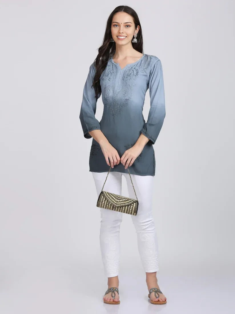 Ryon Ombe Short Top - Store Chikankari