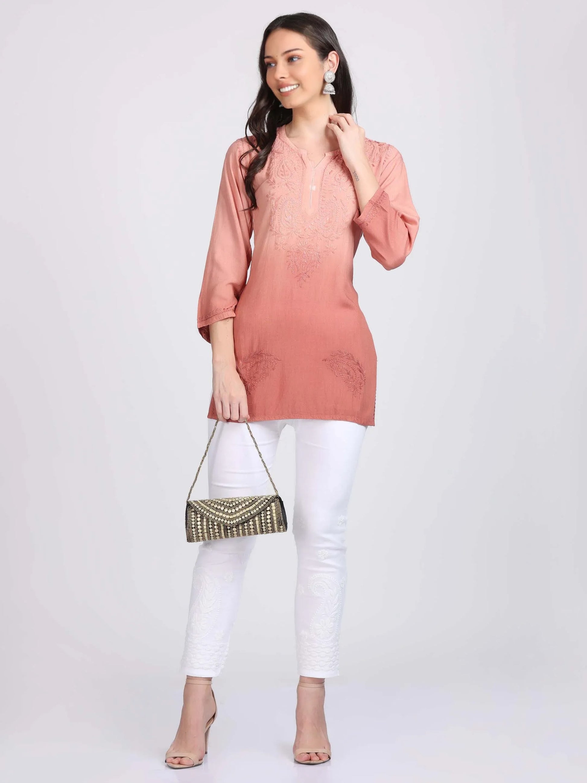 Ryon Ombe Short Top - Store Chikankari