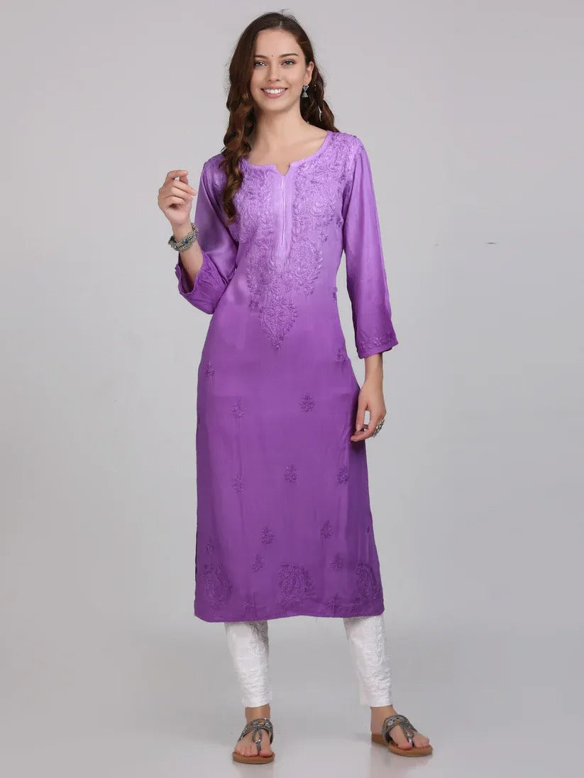 Ombre Chikankari Straight Kurtas - Store Chikankari