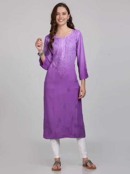 Ombre Chikankari Straight Kurtas - Store Chikankari