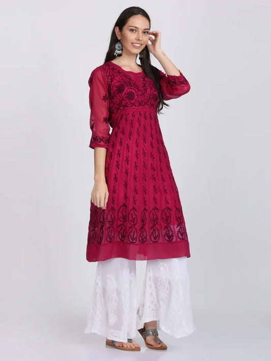 Chikankari Ari Work Anarkali With Matching Dupatta & Inner