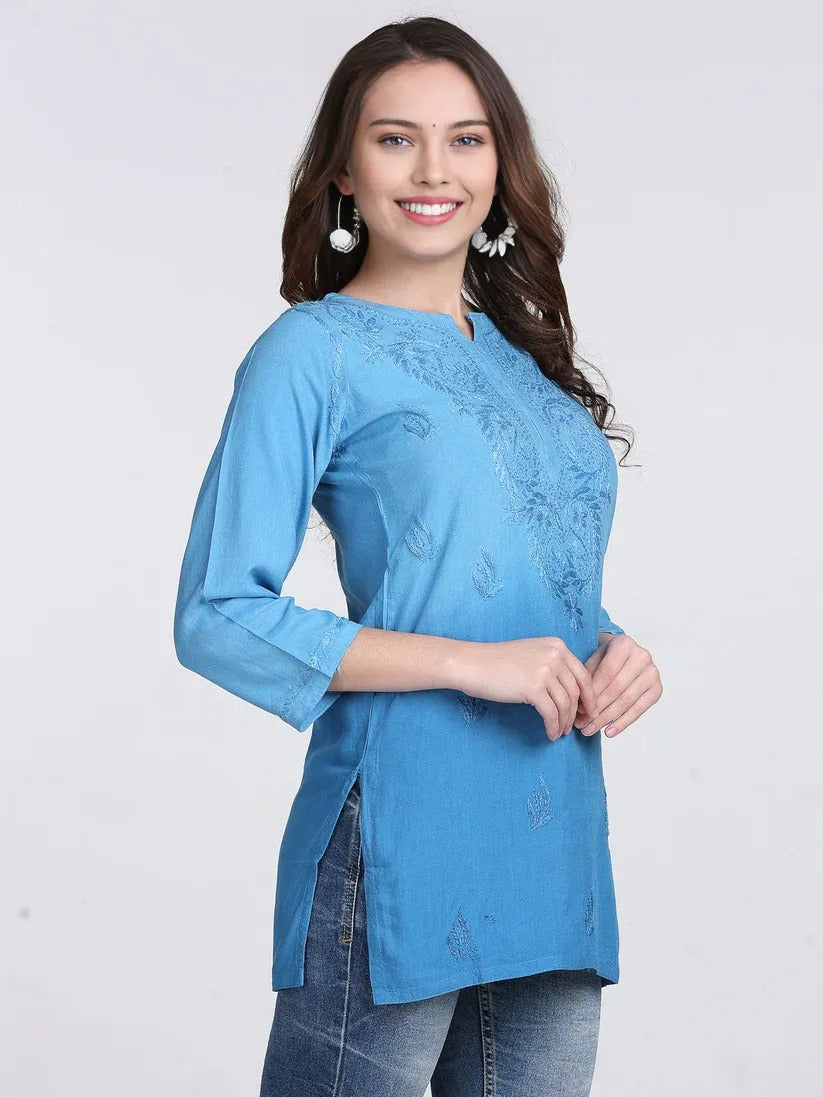 Ryon Ombe Short Top - Store Chikankari