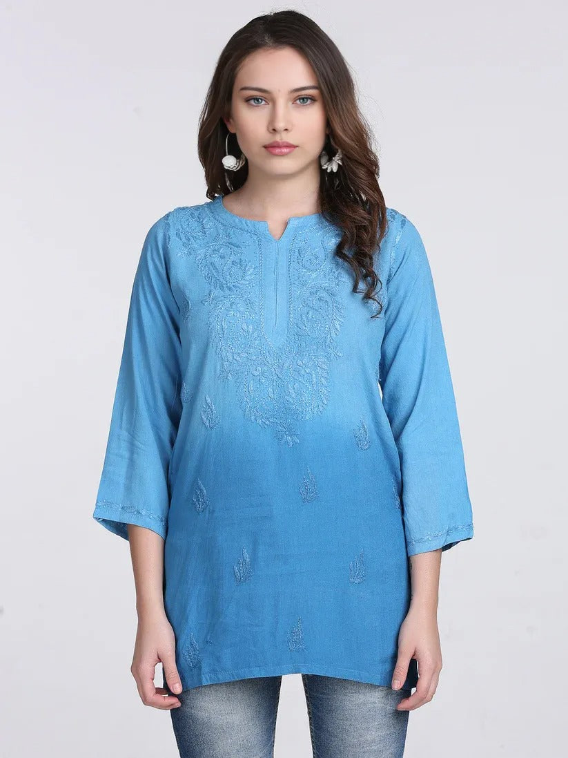 Ryon Ombe Short Top - Store Chikankari