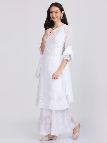 Chikankari Ari Work Anarkali With Matching Dupatta & Inner