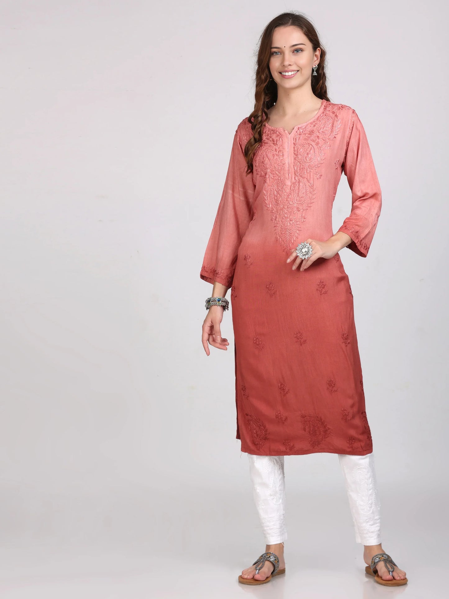 Ombre Chikankari Straight Kurtas - Store Chikankari