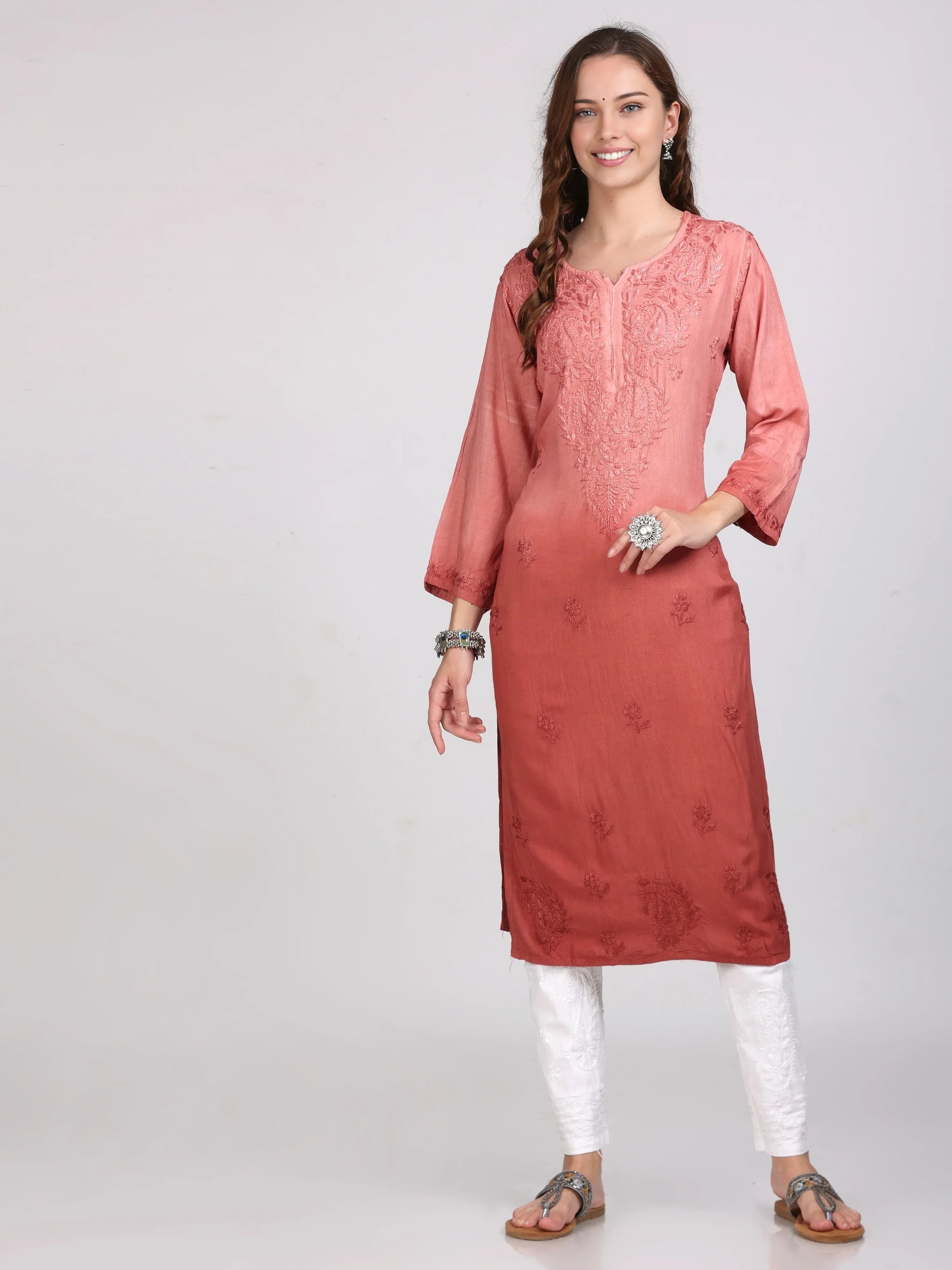 Ombre Chikankari Straight Kurtas - Store Chikankari