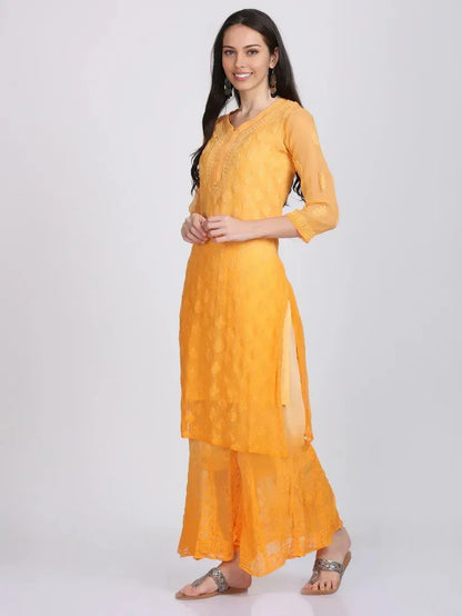 Georgette Chikankari 3 Piece Ombre Dyed Kurta Set