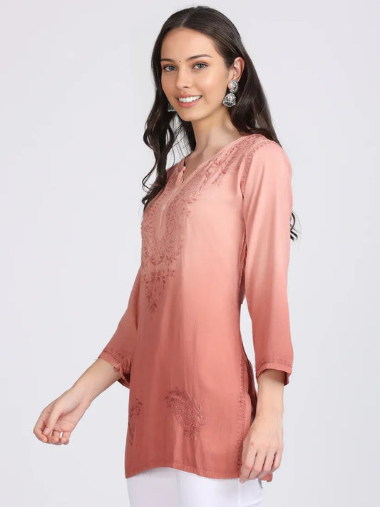 Ryon Ombe Short Top - Store Chikankari